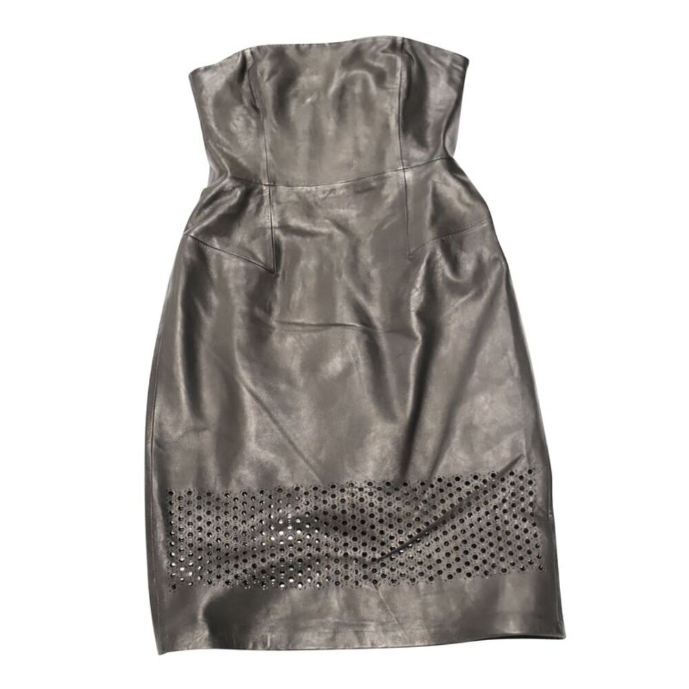 Alexander Wang Strapless Dress with Cutout Details in Black Leather